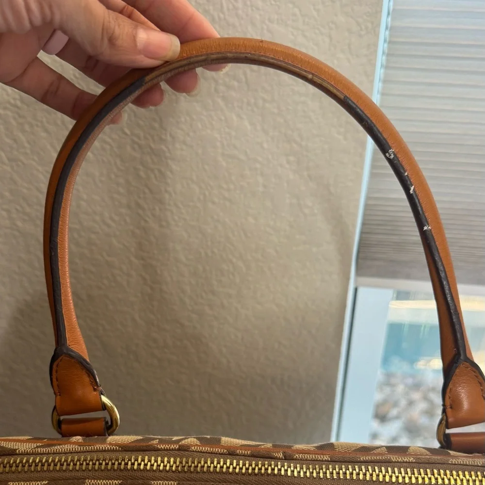 Michael Kors MK Signature Logo Canvas Satchel‎ Shoulder Bag Tan / Brown Monogram - Picture 4 of 9